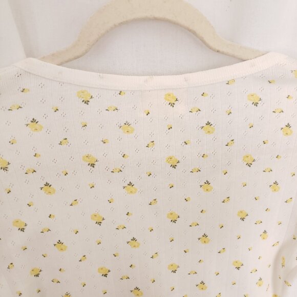 Urban Nation Woman White Yellow Floral Pattern Breathable Cute Shirt Size M - Picture 14 of 15